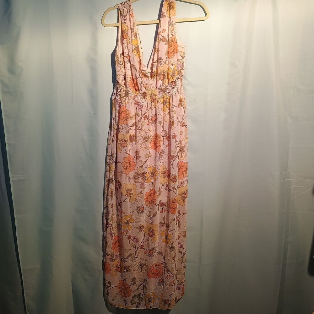 Vintage-Style Pink Floral Maxi Dress – Smocked Waist Sleeveless Sundress